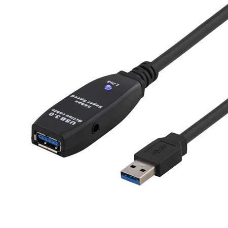 Deltaco aktiv USB 3.0 förlängning, 5m